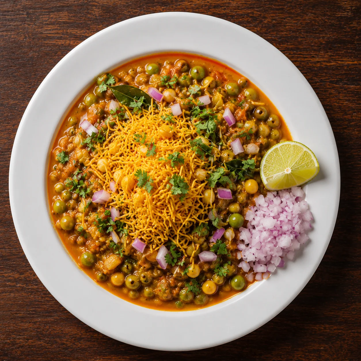 Sev Usal – spicy Gujarati peas curry street food in Calgary